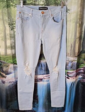 Express Men’s Light Wash Ripped Skinny Jeans